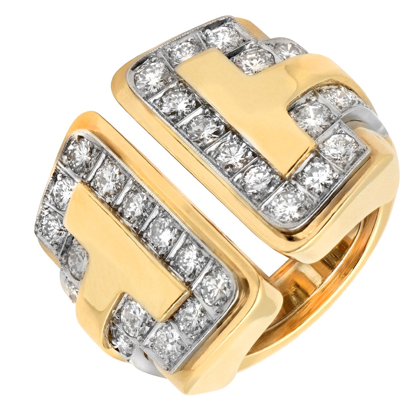 Luxurious 18 Karat Yellow Gold 3ct Diamond Ring by Vivid Diamonds, featuring a stunning design with 40 round brilliant diamonds set in a polished gold band, embodying elegance and opulence.