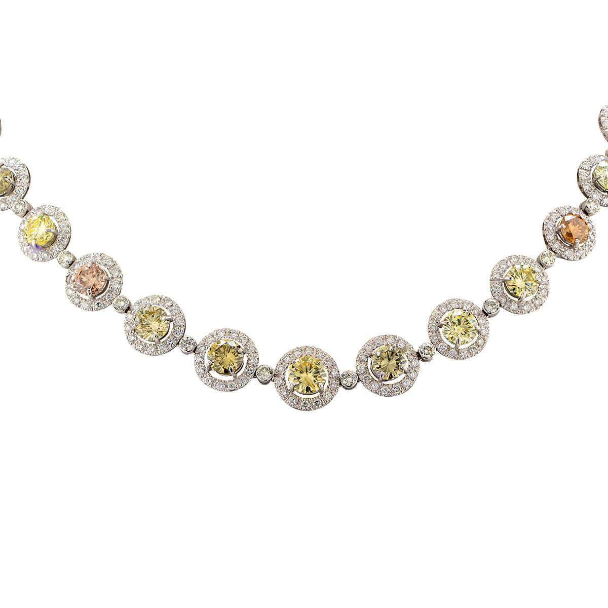 Magnificent 26.03ct GIA Graded Fancy Color Diamond Platinum Necklace Vivid Diamonds