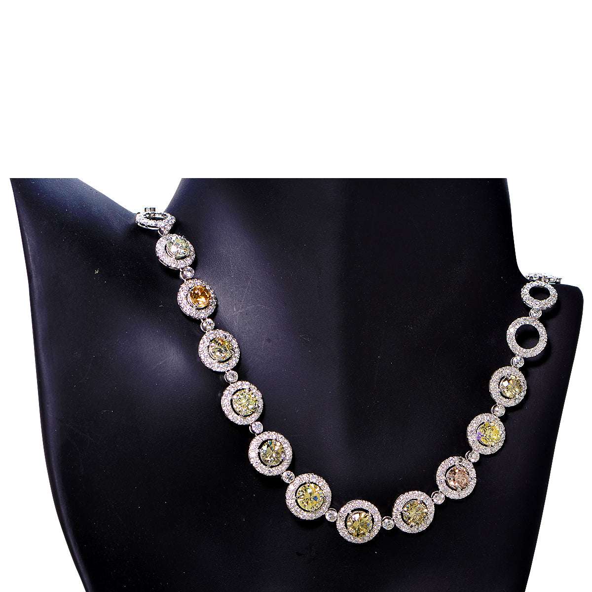 Magnificent 26.03ct GIA Graded Fancy Color Diamond Platinum Necklace Vivid Diamonds