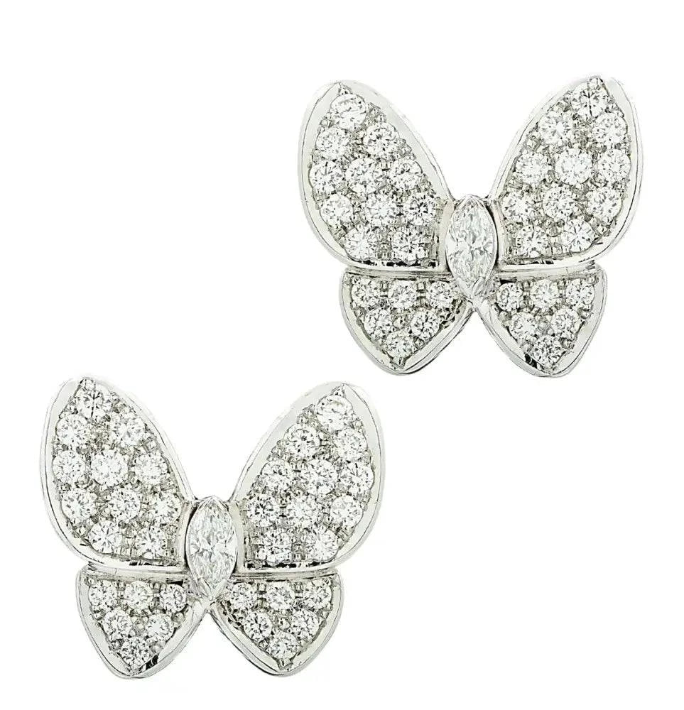Van Cleef & Arpels Two Butterfly Diamond Earrings -V46376 - Vivid Diamonds