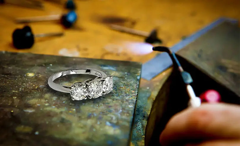 diamond ring on work bench