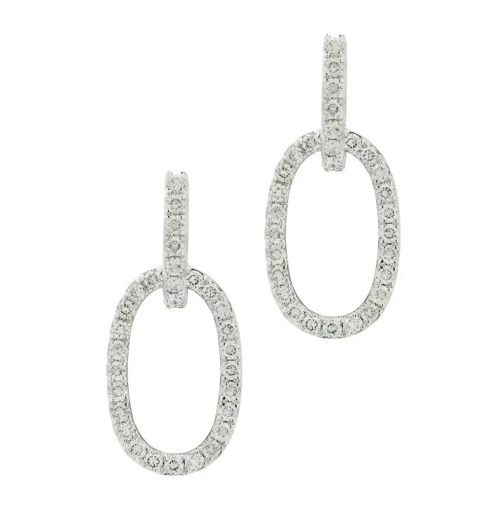 1 Carat Diamond Dangle Earrings in White Gold - Vivid Diamonds