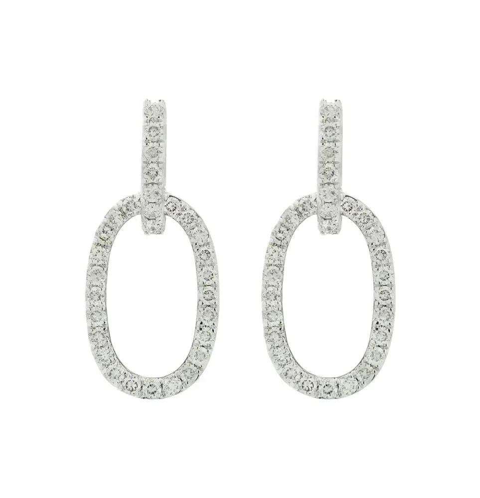 1 Carat Diamond Dangle Earrings in White Gold - Vivid Diamonds