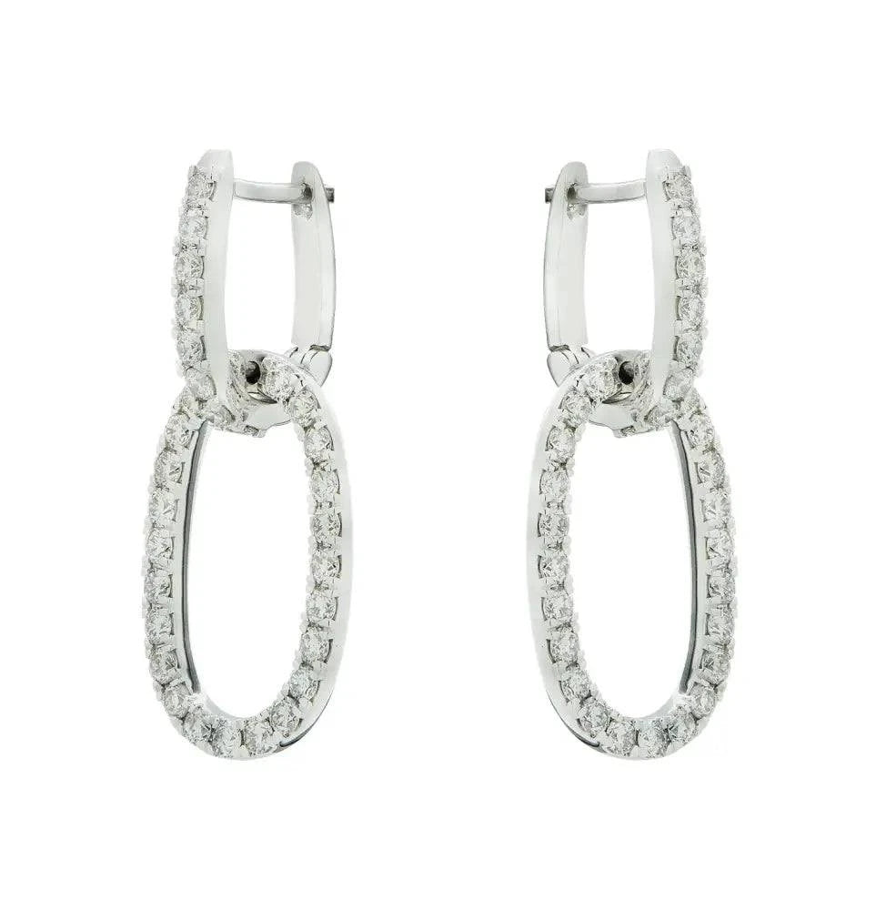 1 Carat Diamond Dangle Earrings in White Gold - Vivid Diamonds