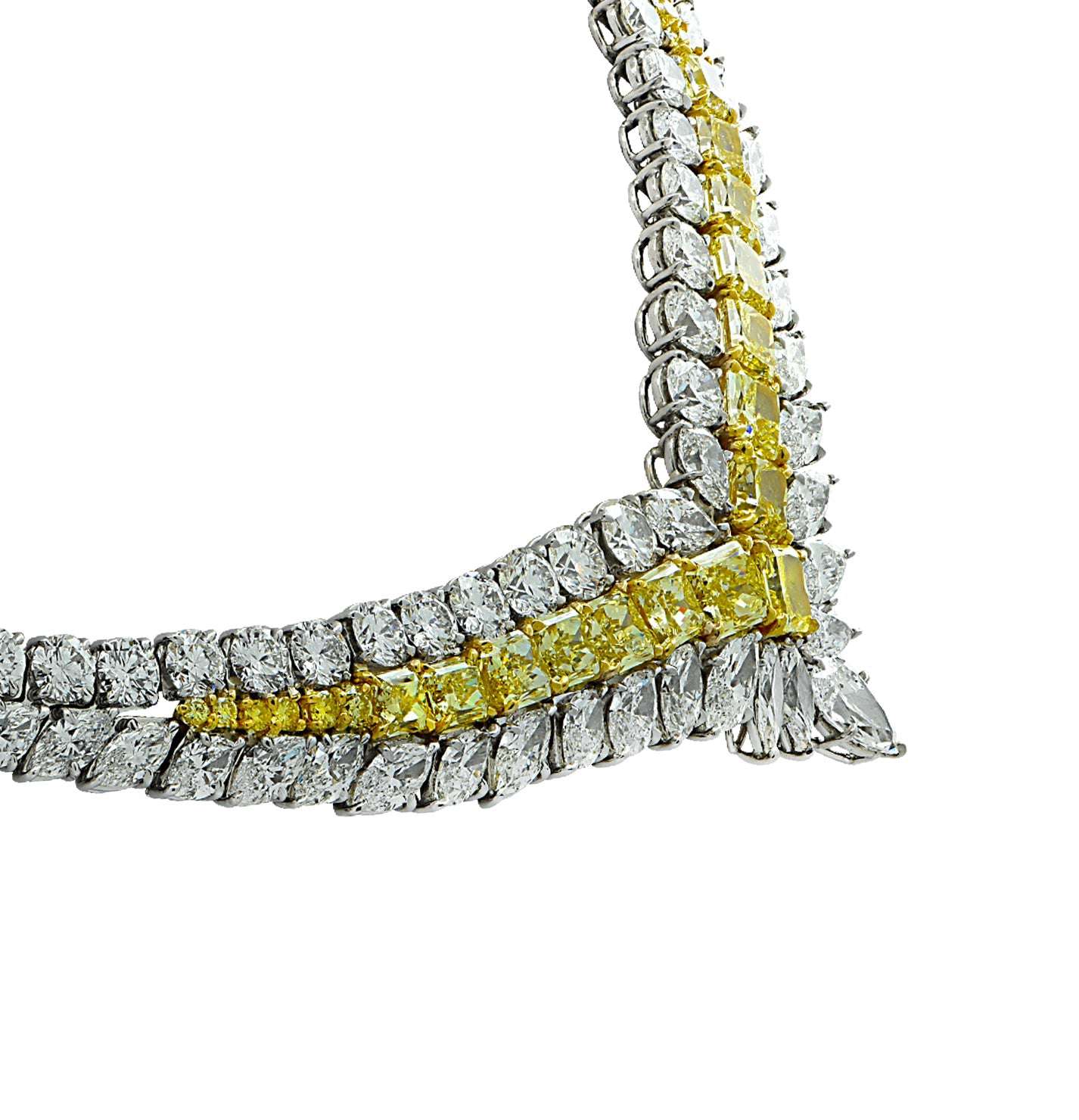 80ct Fancy Intense Yellow & White Diamond Necklace in Platinum & Gold by VIVID – V30554 Vivid Diamonds