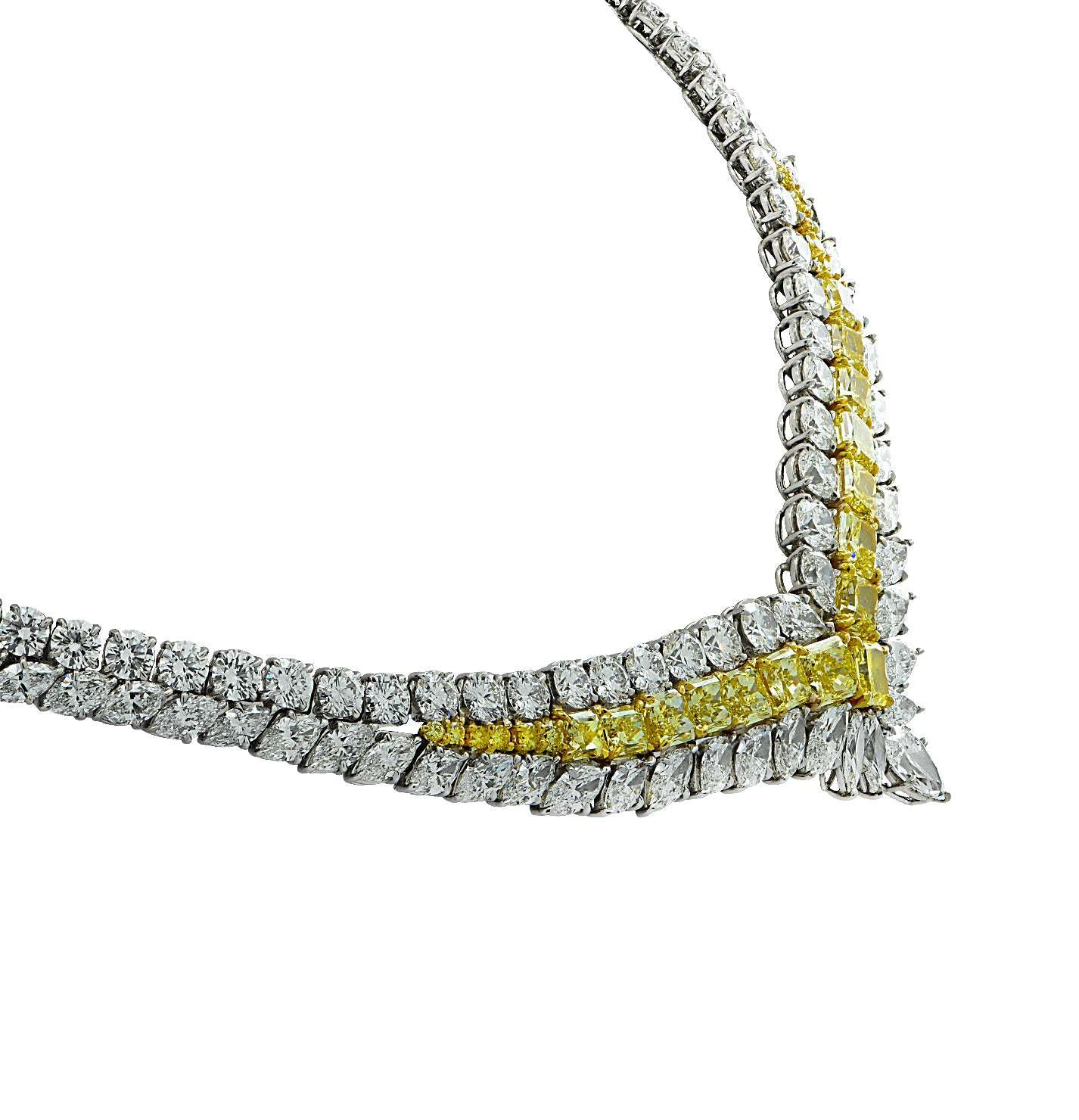 80ct Fancy Intense Yellow & White Diamond Necklace in Platinum & Gold by VIVID – V30554 Vivid Diamonds