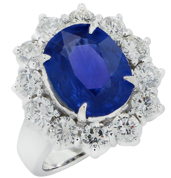 Bague Cocktail Or 18 Carats - Saphirs Et Diamants (0.05 Ct) - Taille 53 - Poids 1.91g - Occasion