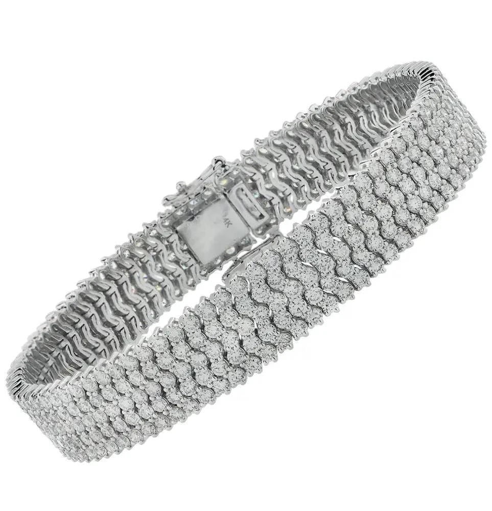 12.40 Carat Five Row Diamond Bracelet - V37952 - Vivid Diamonds