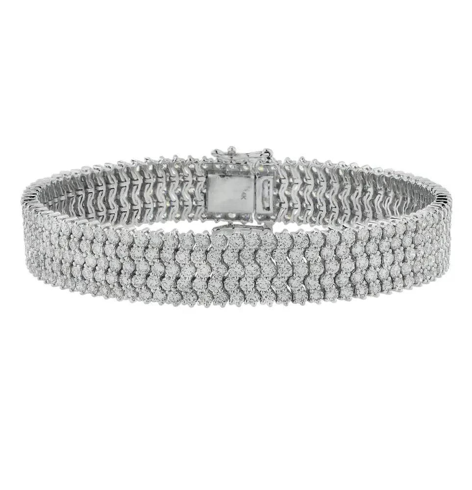 12.40 Carat Five Row Diamond Bracelet - V37952 - Vivid Diamonds