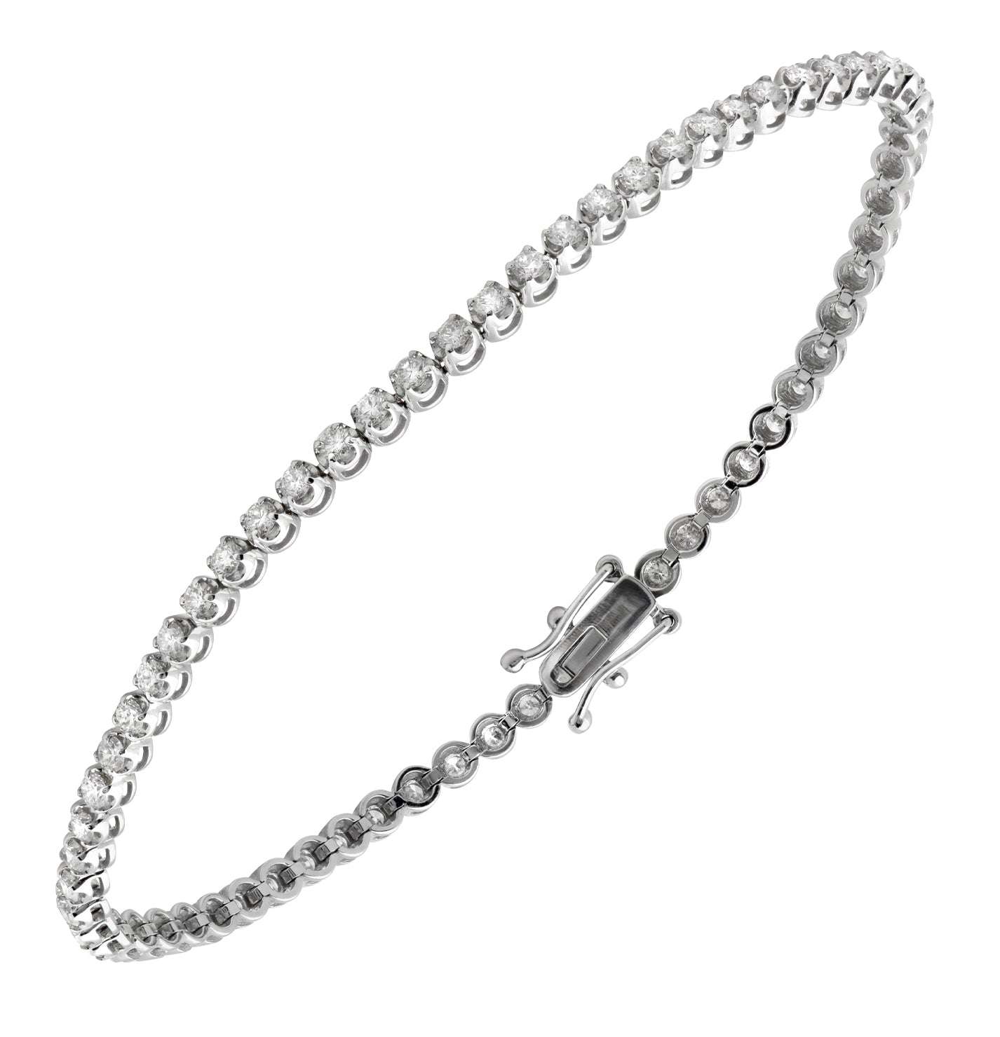 Vivid Diamonds 2.08 Ct White Gold Diamond Tennis Bracelet featuring 62 round brilliant cut diamonds, showcasing its elegant design and exquisite craftsmanship.