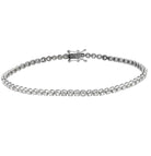 Back view of the Vivid Diamonds 2.08 Ct White Gold Diamond Tennis Bracelet, highlighting its secure hidden clasp and continuous sparkle from 62 round brilliant cut diamonds.