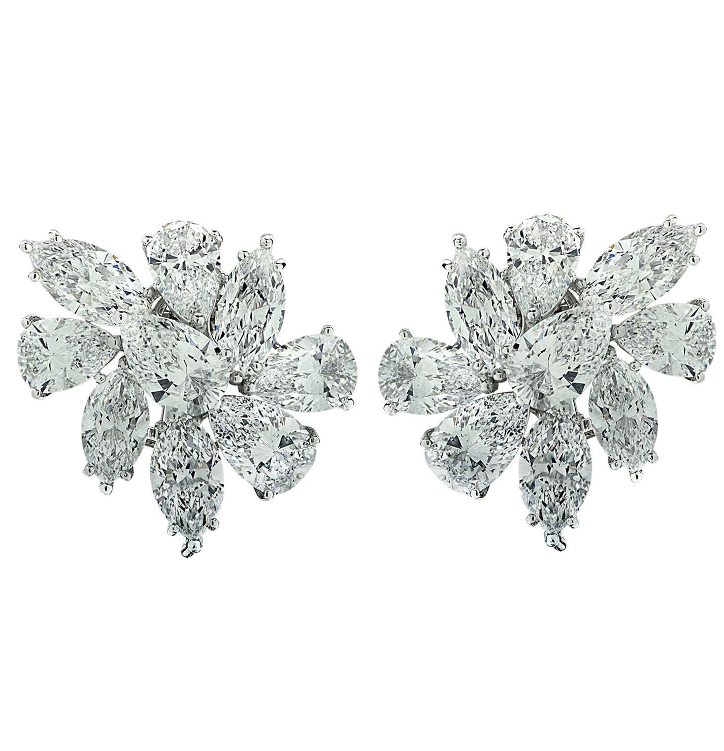 VIVID 25CT Platinum Diamond Cluster Flower Earrings – 18