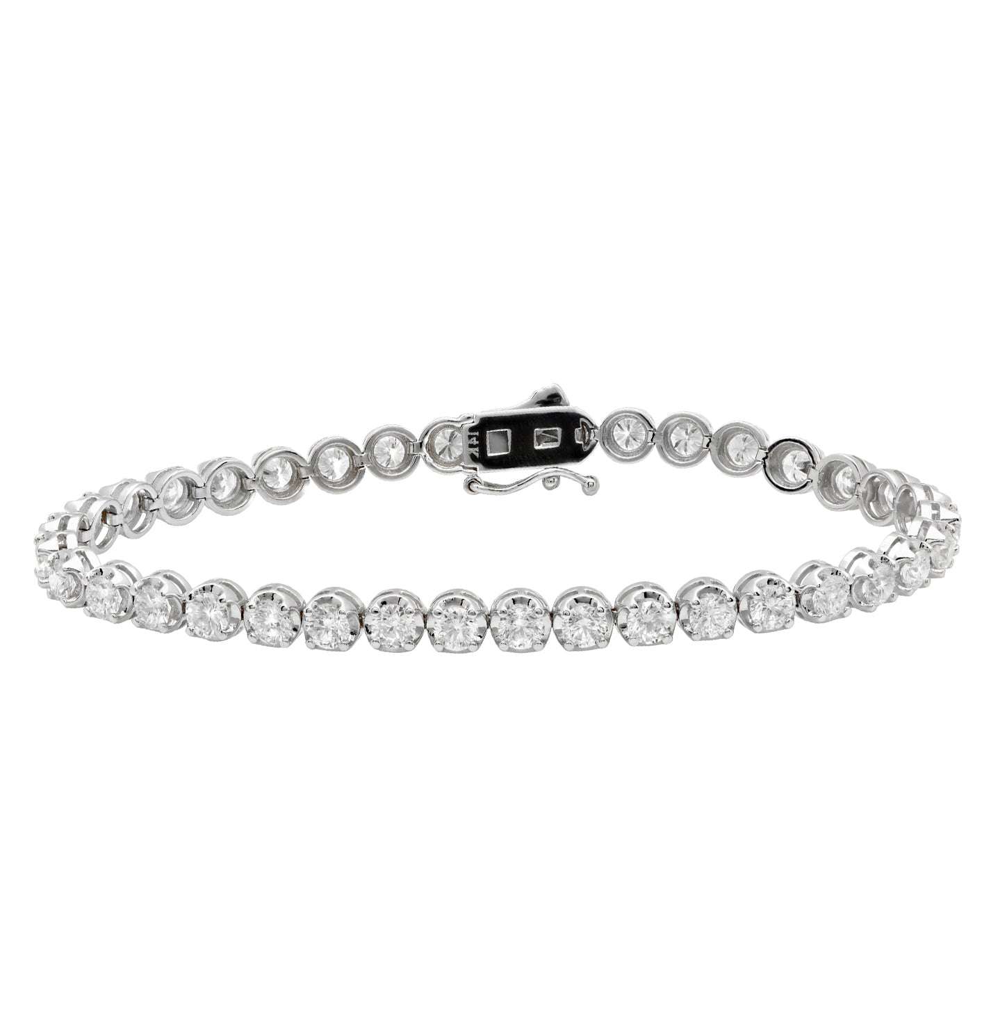 Elegant 14k White Gold Diamond Tennis Bracelet from Vivid Diamonds, adorned with 4.78ct round brilliant diamonds, perfect blend of sophistication and style.