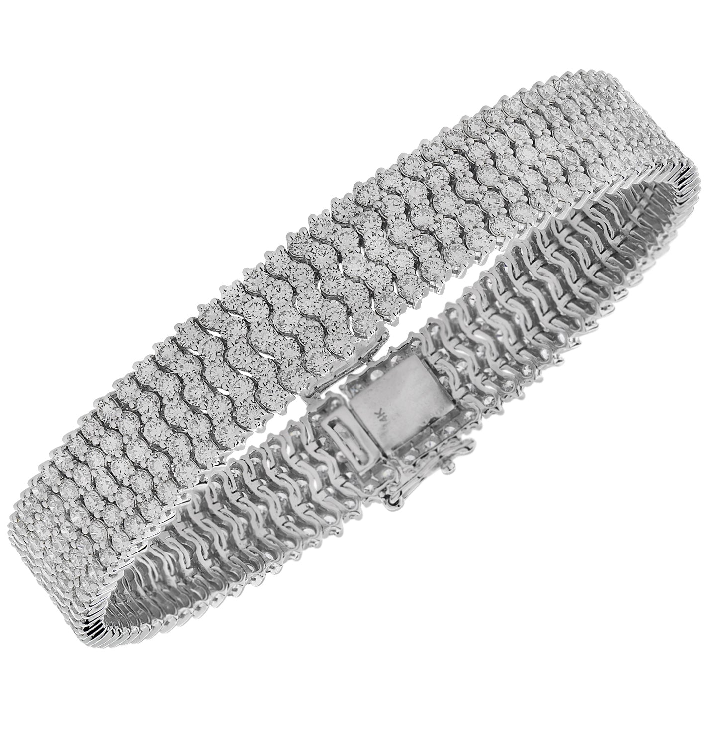 12.40 Carat Five Row Diamond Bracelet - V37952 Vivid Diamonds