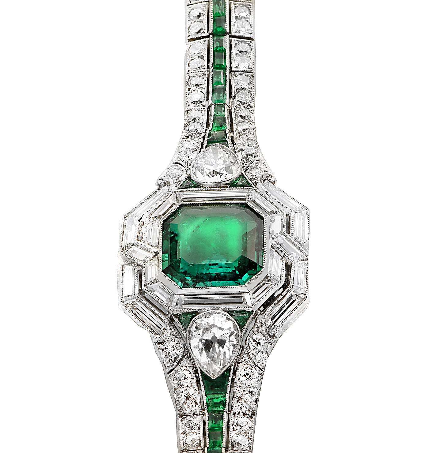 Exquisite 2.82 Carat Emerald Bracelet in Platinum & 18k Yellow Gold Vivid Diamonds