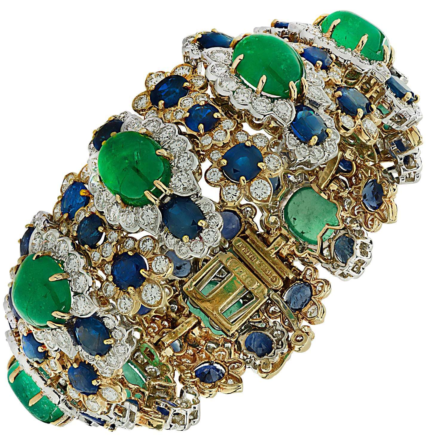 David Webb 109.4 Carat Emerald, Sapphire, and Diamond Bracelet - V39208 Vivid Diamonds