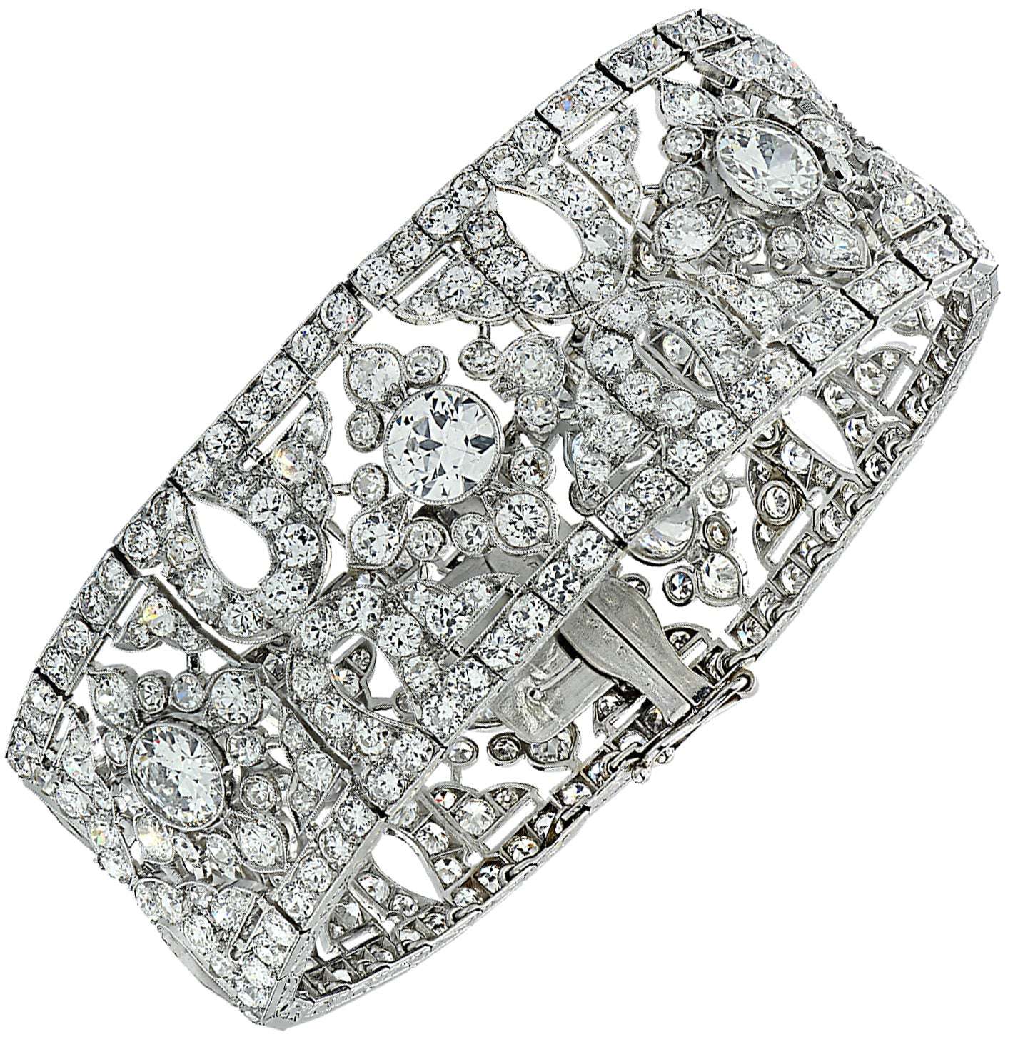 Cartier Belle Époque 40ct Old European Cut Diamond Bracelet in Platinum – V41447 Vivid Diamonds