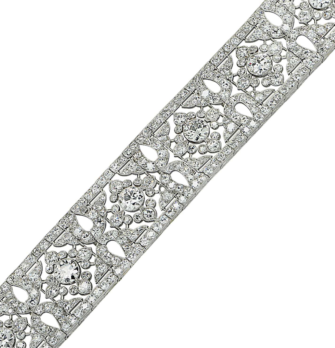 Cartier Belle Époque 40ct Old European Cut Diamond Bracelet in Platinum – V41447 Vivid Diamonds