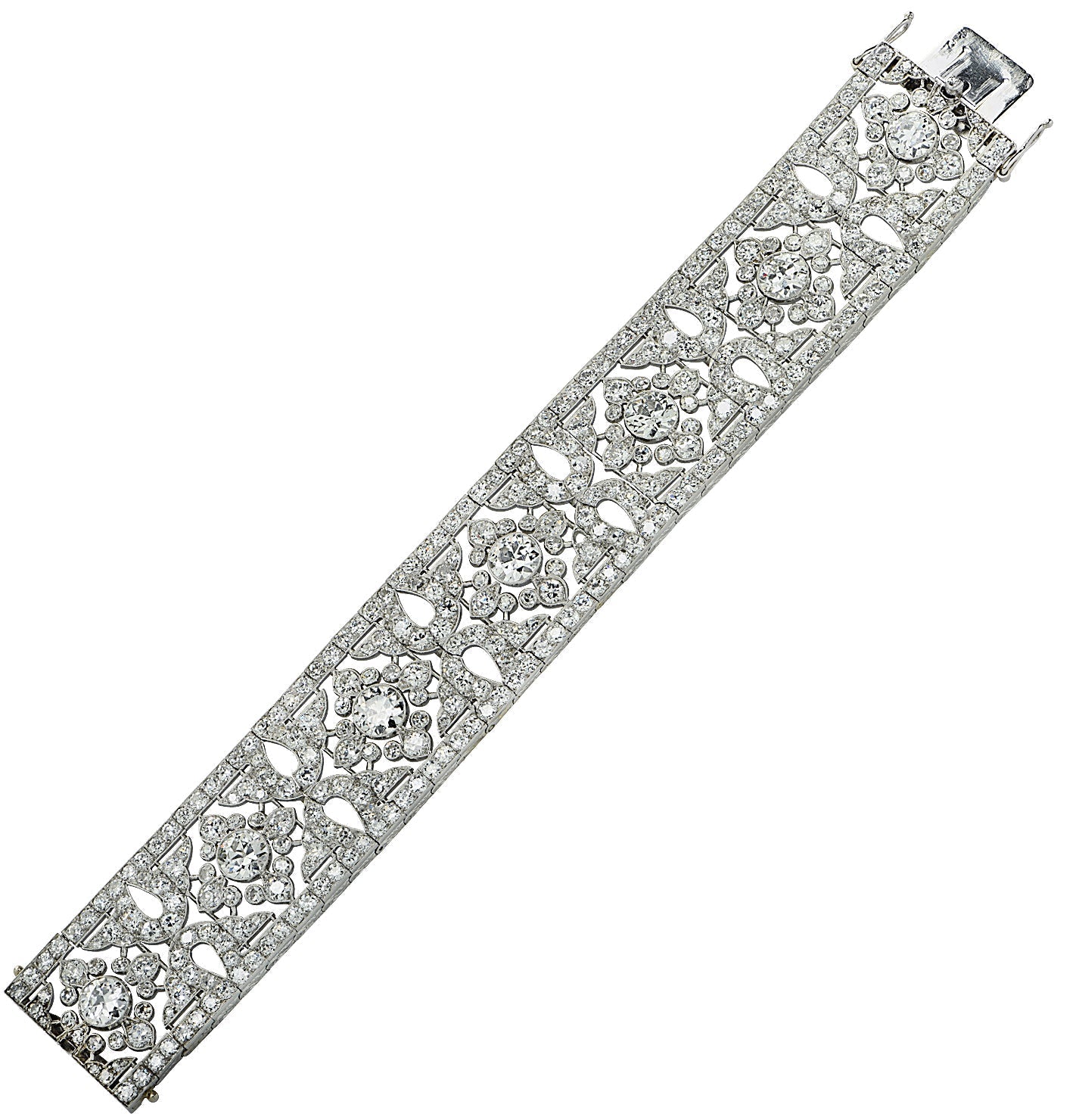 Cartier Belle Époque 40ct Old European Cut Diamond Bracelet in Platinum – V41447 Vivid Diamonds