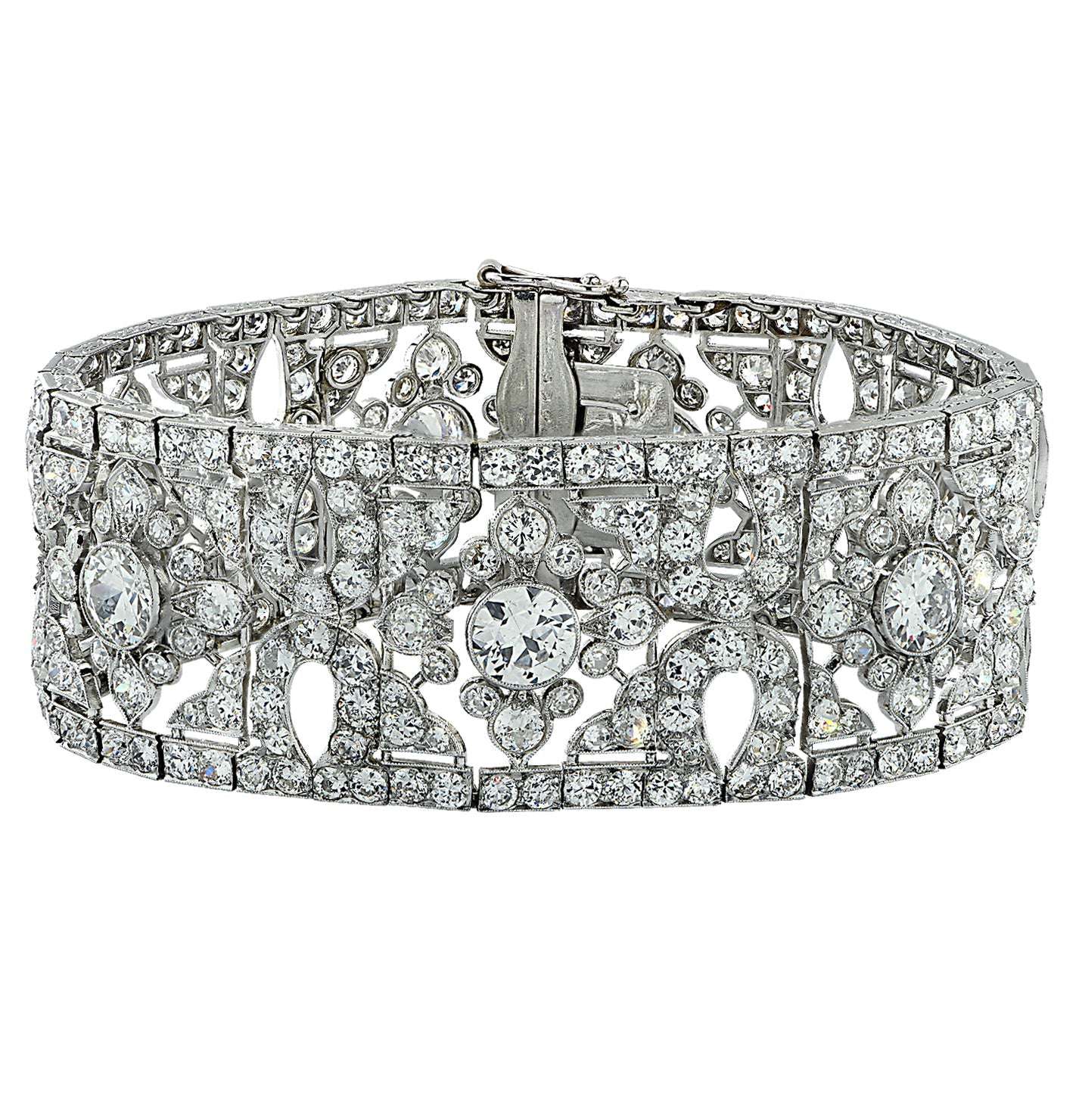 Cartier Belle Époque 40ct Old European Cut Diamond Bracelet in Platinum – V41447 Vivid Diamonds