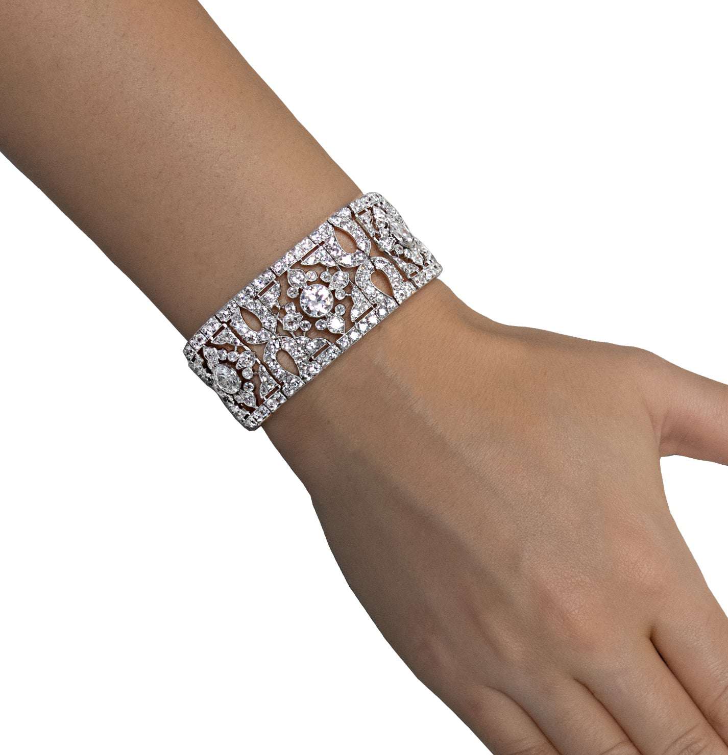 Cartier Belle Époque 40ct Old European Cut Diamond Bracelet in Platinum – V41447 Vivid Diamonds