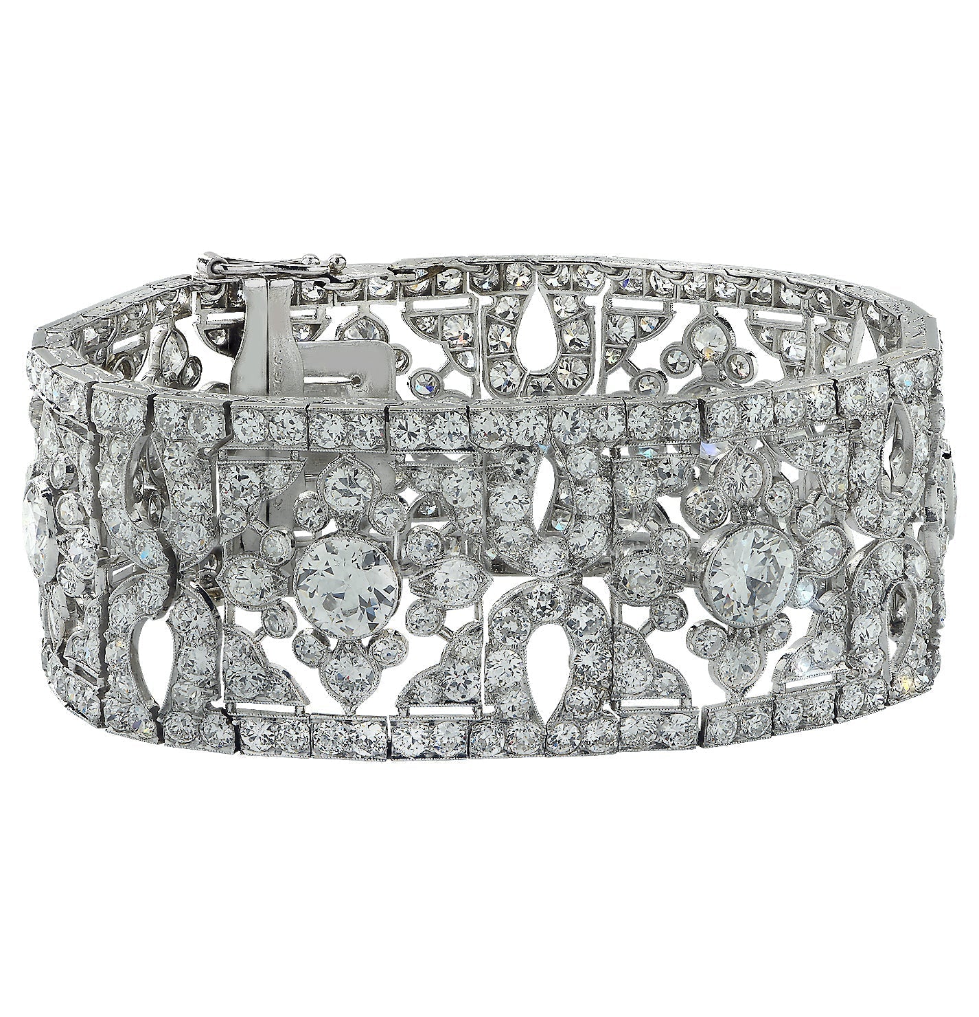 Cartier Belle Époque 40ct Old European Cut Diamond Bracelet in Platinum – V41447 Vivid Diamonds