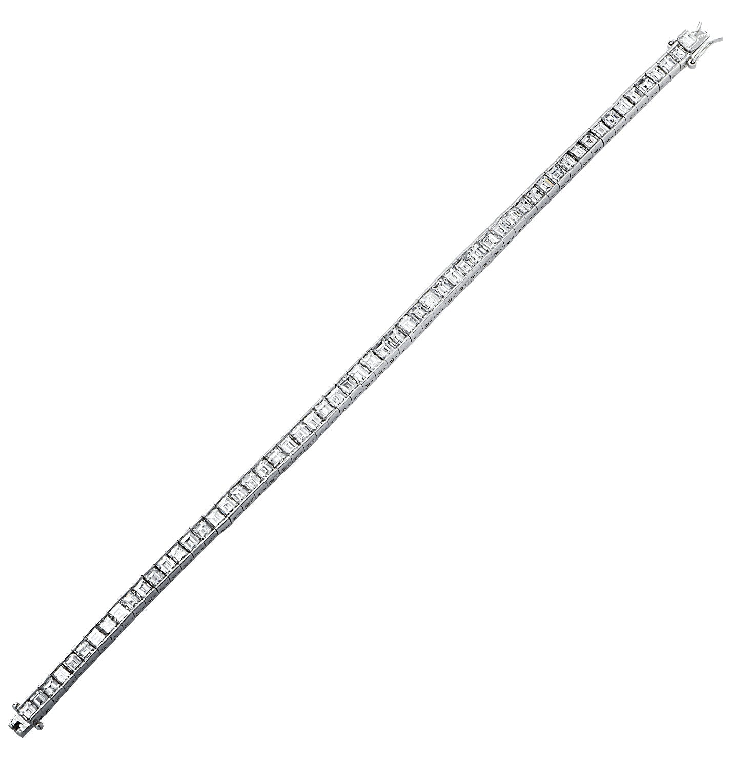 Mid Century 12.02 Carat Carre' Cut Diamond Tennis Bracelet