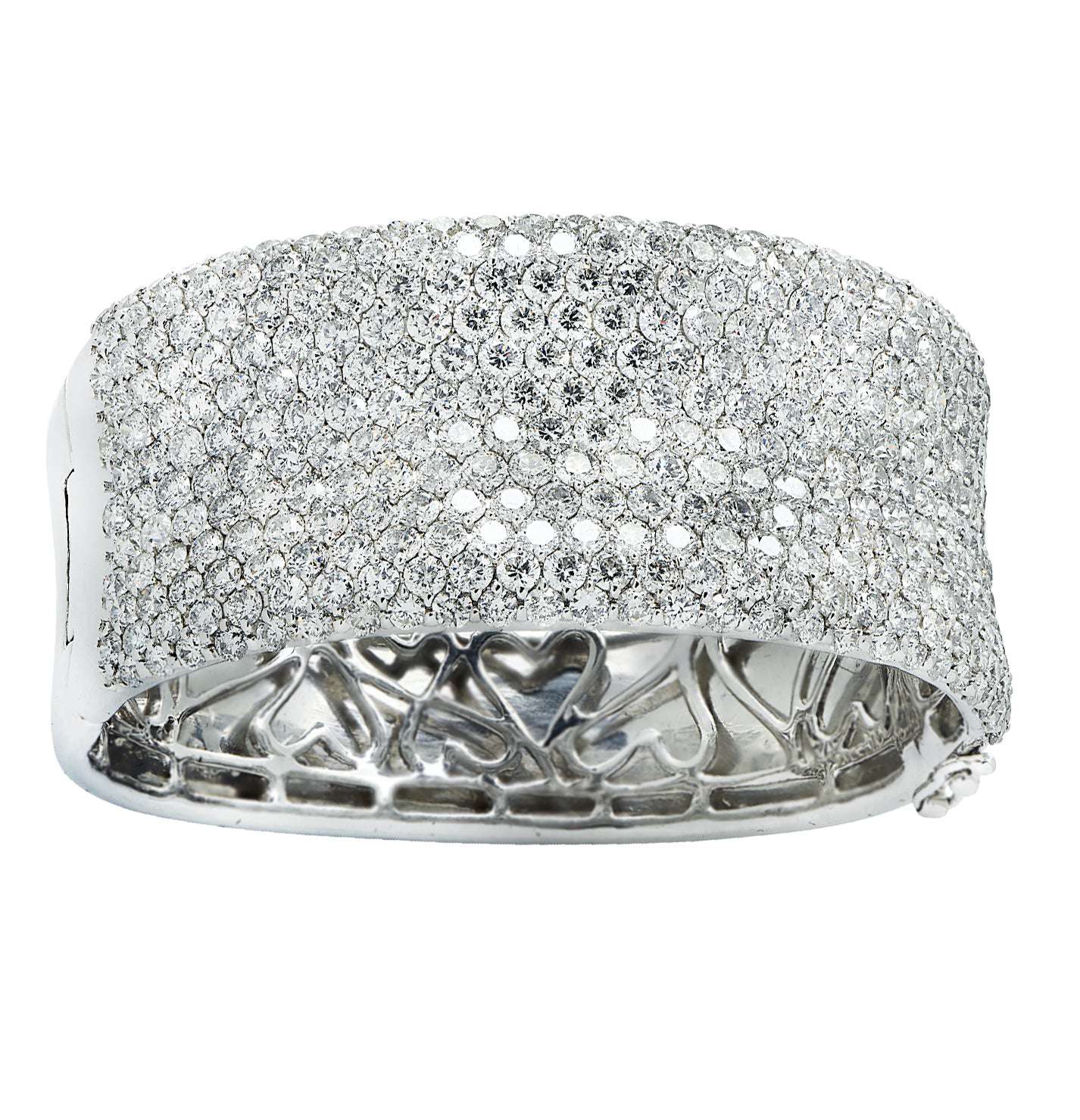Vivid Diamonds 27.72 Carat Diamond Bangle displaying a seamless wave of brilliance with carefully set diamonds, a perfect example of luxury jewelry.