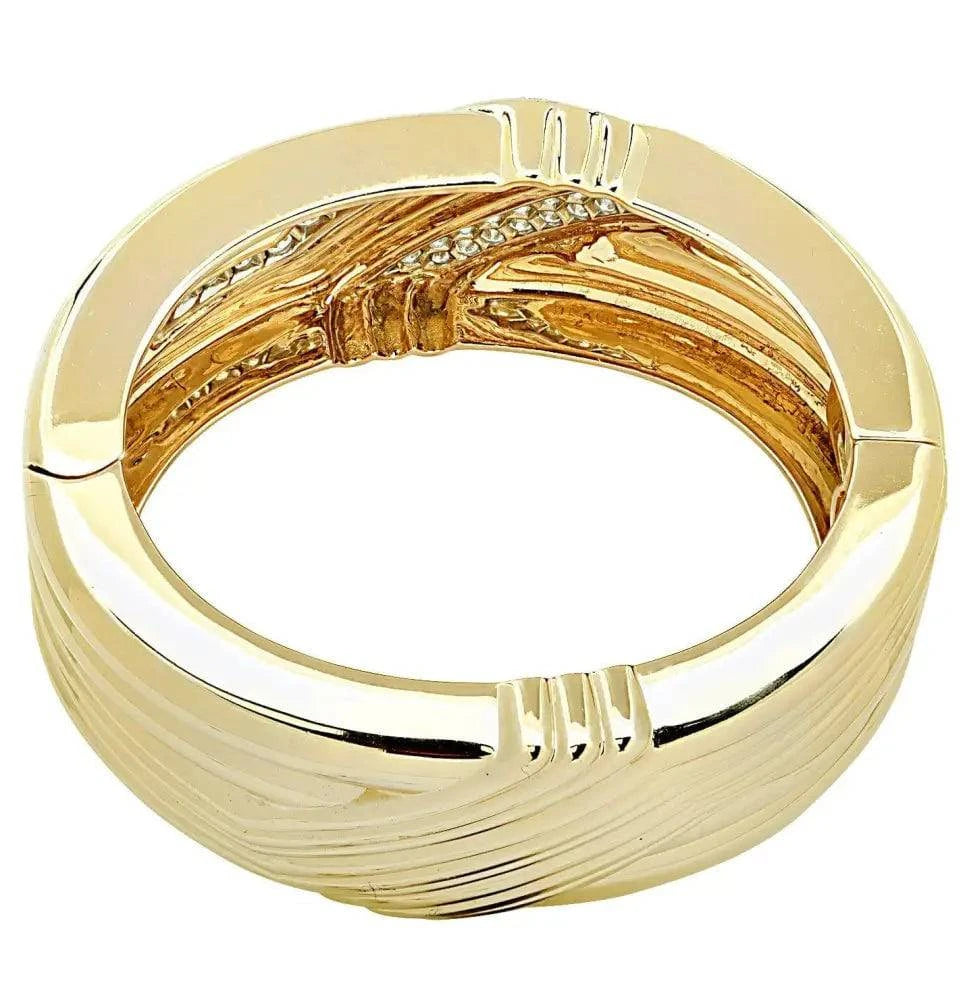 18 Karat Yellow Gold and Diamond Wide Bangle Bracelet -V45284