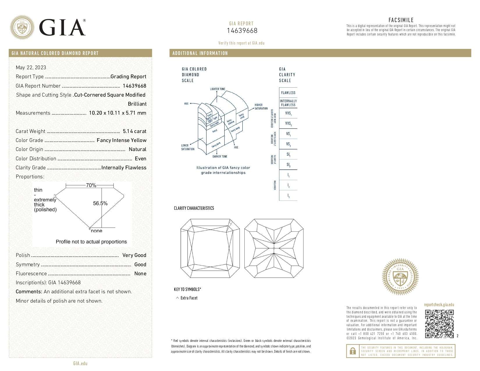 GIA Certificate for 10ct GIA Certified Fancy Intense Yellow Diamond Stud Earrings in Platinum & 18k Gold, showcasing grading details and measurements by Vivid Diamonds.