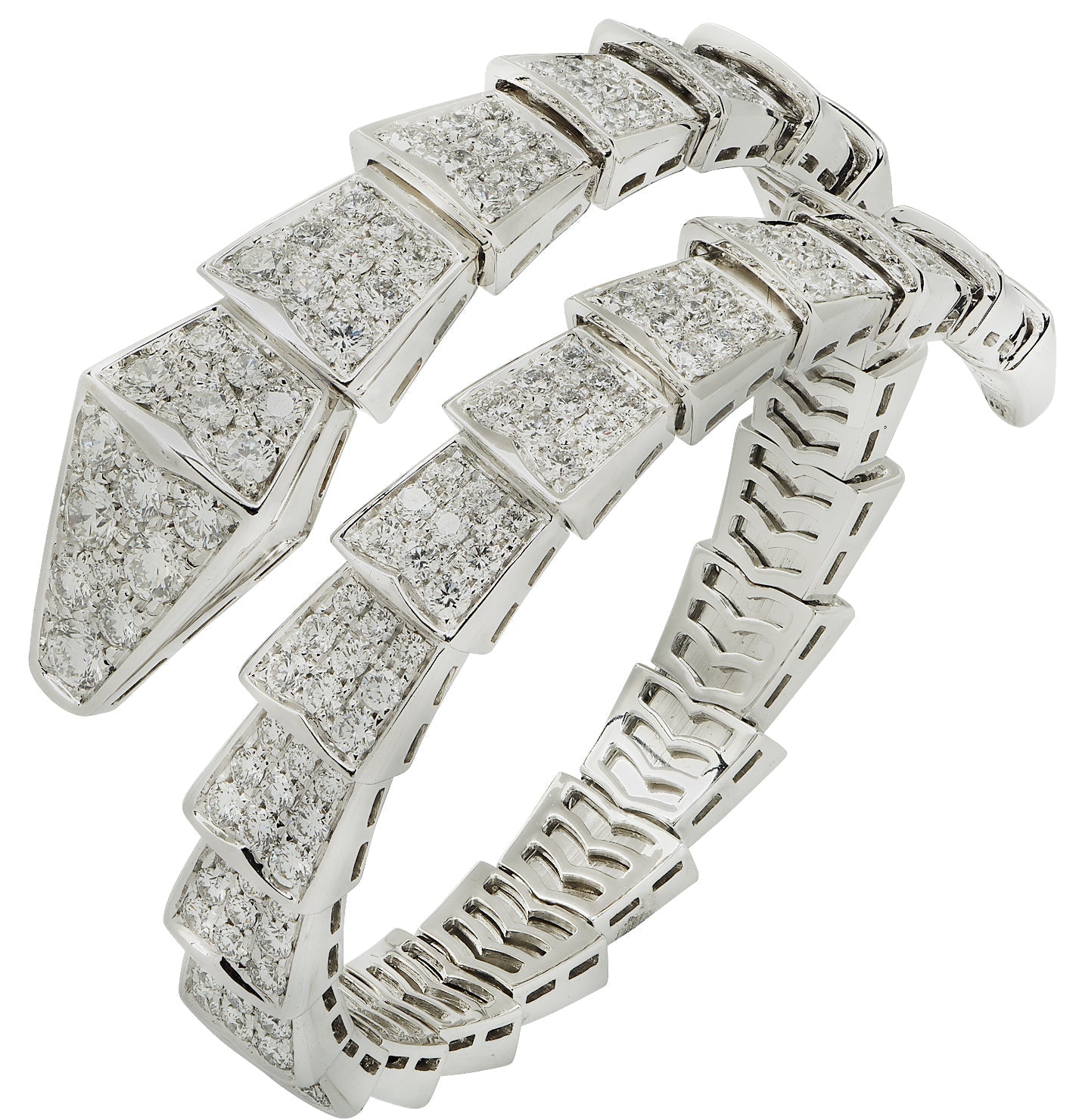 Bvlgari Serpenti Diamond Single Coil Viper Bangle  Bracelet-V43638 Vivid Diamonds