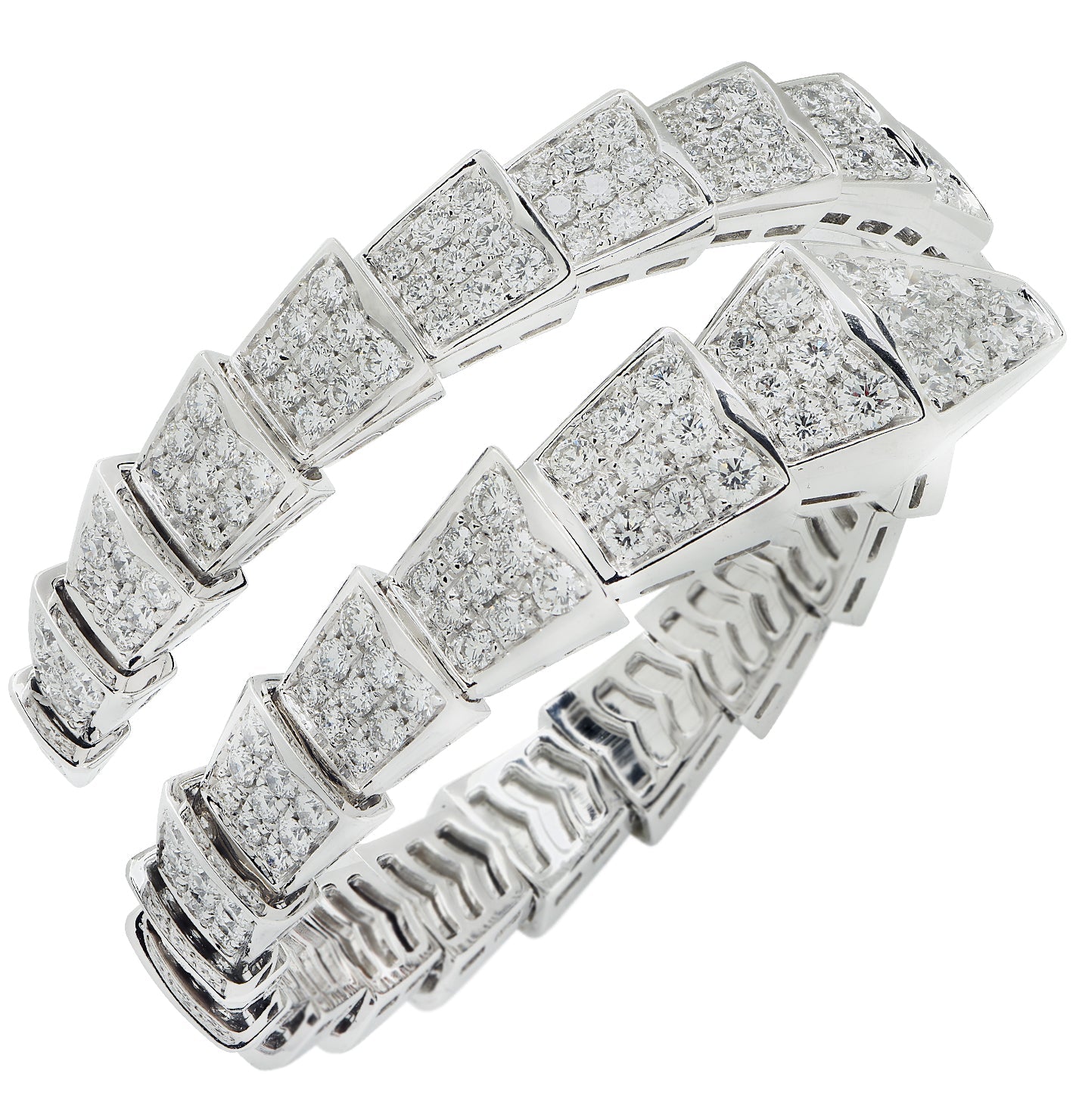 Bvlgari Serpenti Diamond Single Coil Viper Bangle  Bracelet-V43638 Vivid Diamonds