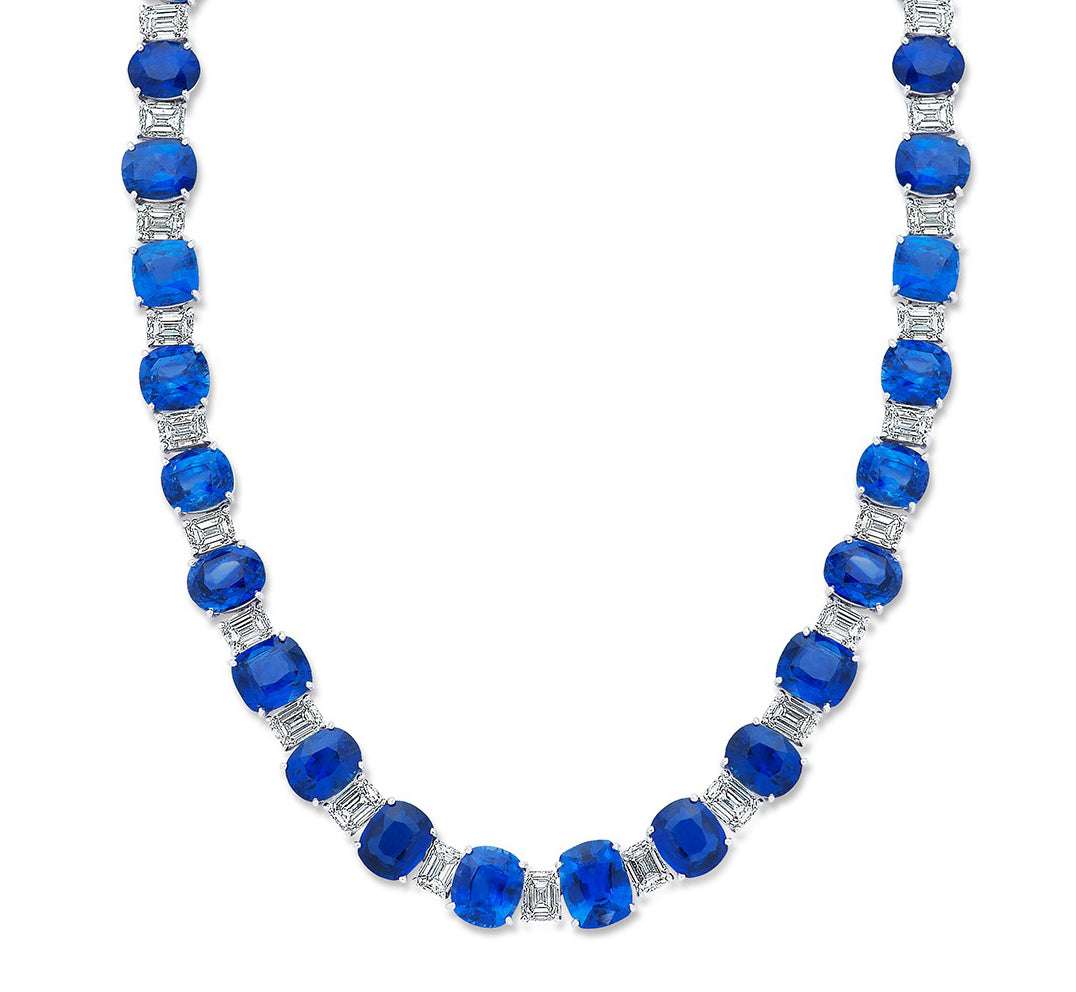 Sapphire and Diamond Platinum Necklace by VIVID – V43655 Vivid Diamonds
