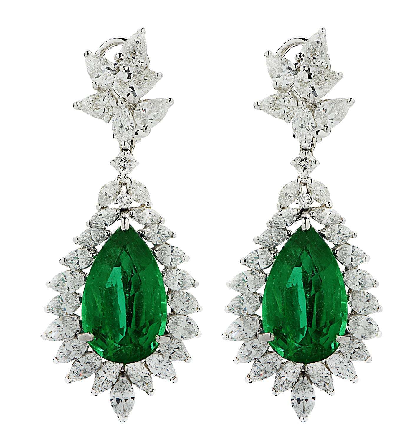 Vivid Diamonds 24 carat Pear Shape Emerald & Diamond Earrings -V44183 Vivid Diamonds