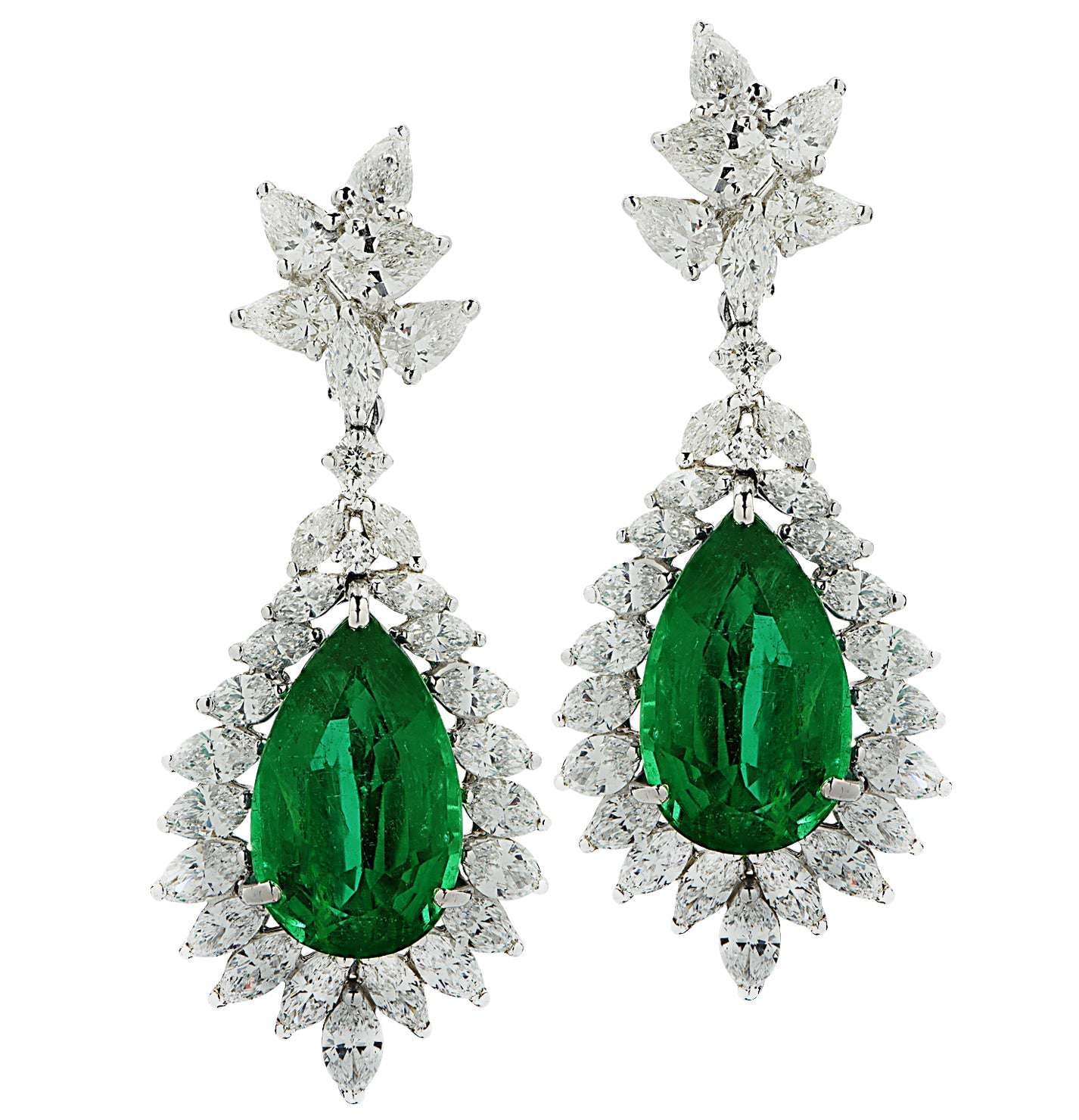 Vivid Diamonds 24 carat Pear Shape Emerald & Diamond Earrings -V44183 Vivid Diamonds