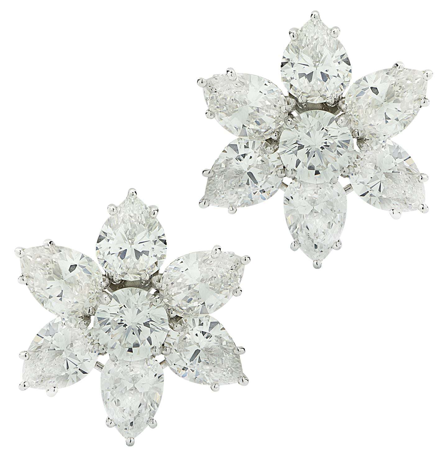 フラワー GIA Certified 12Ct Vivid Diamond Cluster Earrings with 14