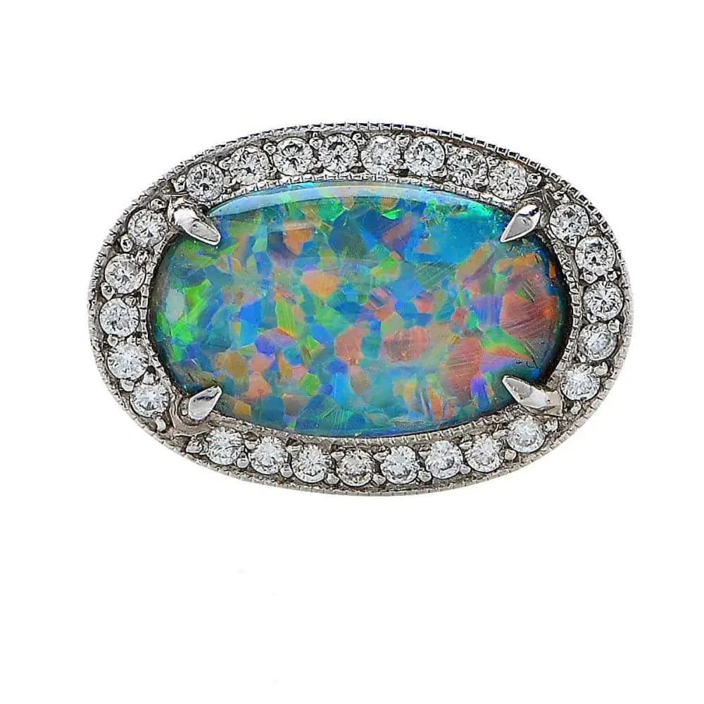 2.77 Carat Opal and Diamond Ring -V8580 - Vivid Diamonds