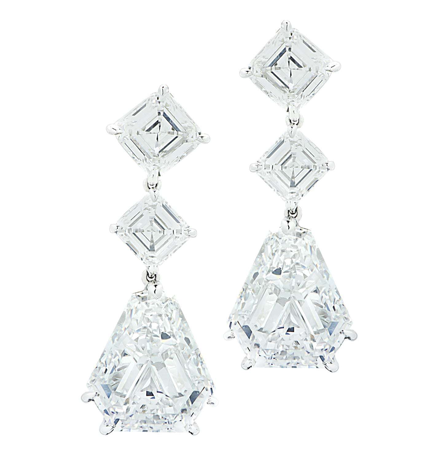 Bvlgari 13.97CT Diamond Dangle Earrings in Platinum featured from Vivid Diamonds, showcasing exquisite craftsmanship with GIA-certified diamonds in a stunning articulated design.