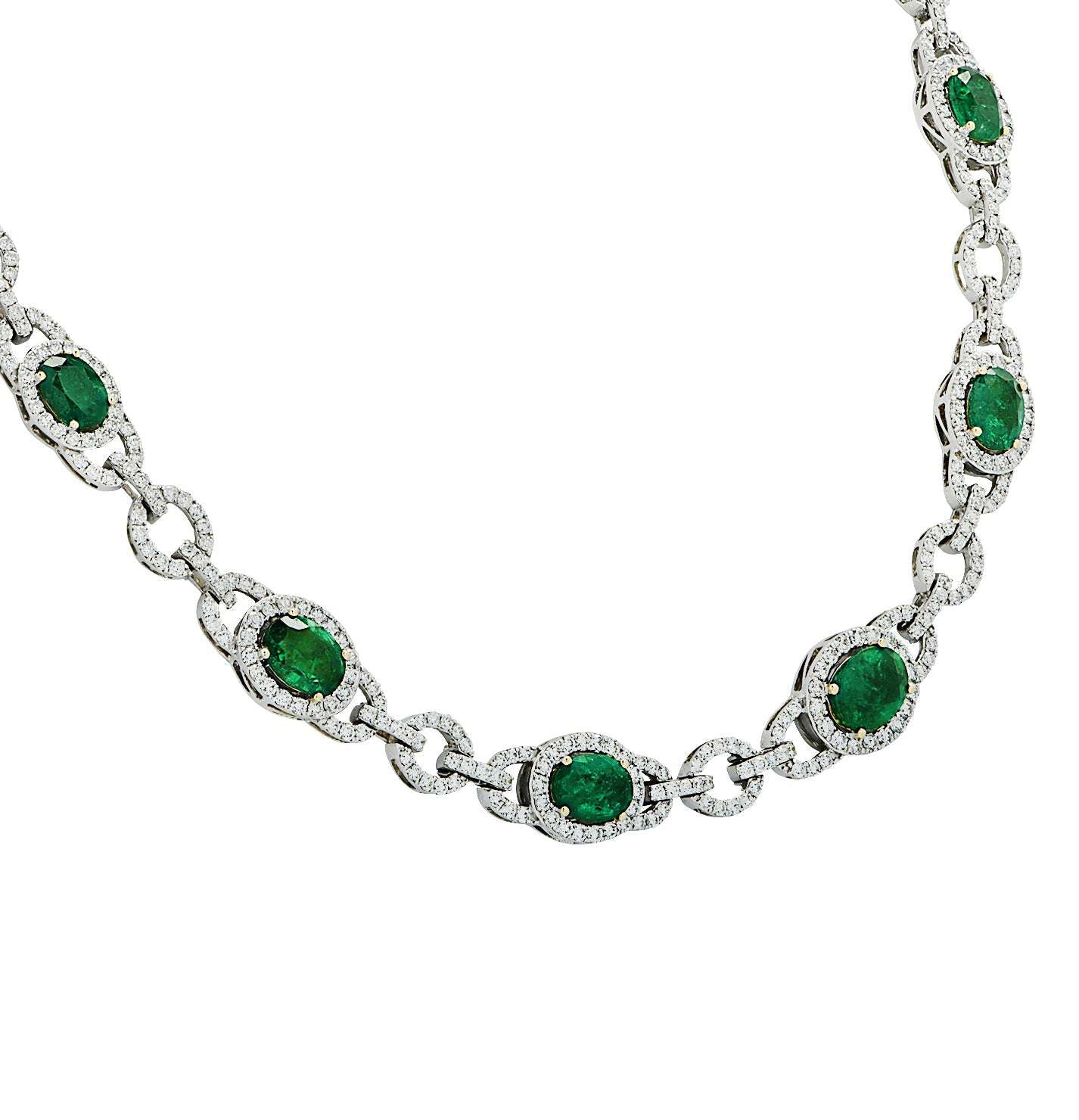 エメラルドネックレス　ビーズ　ジュエリー　emerald necklace Roman & Jules 14K White Gold Emerald Cut Emerald Necklace