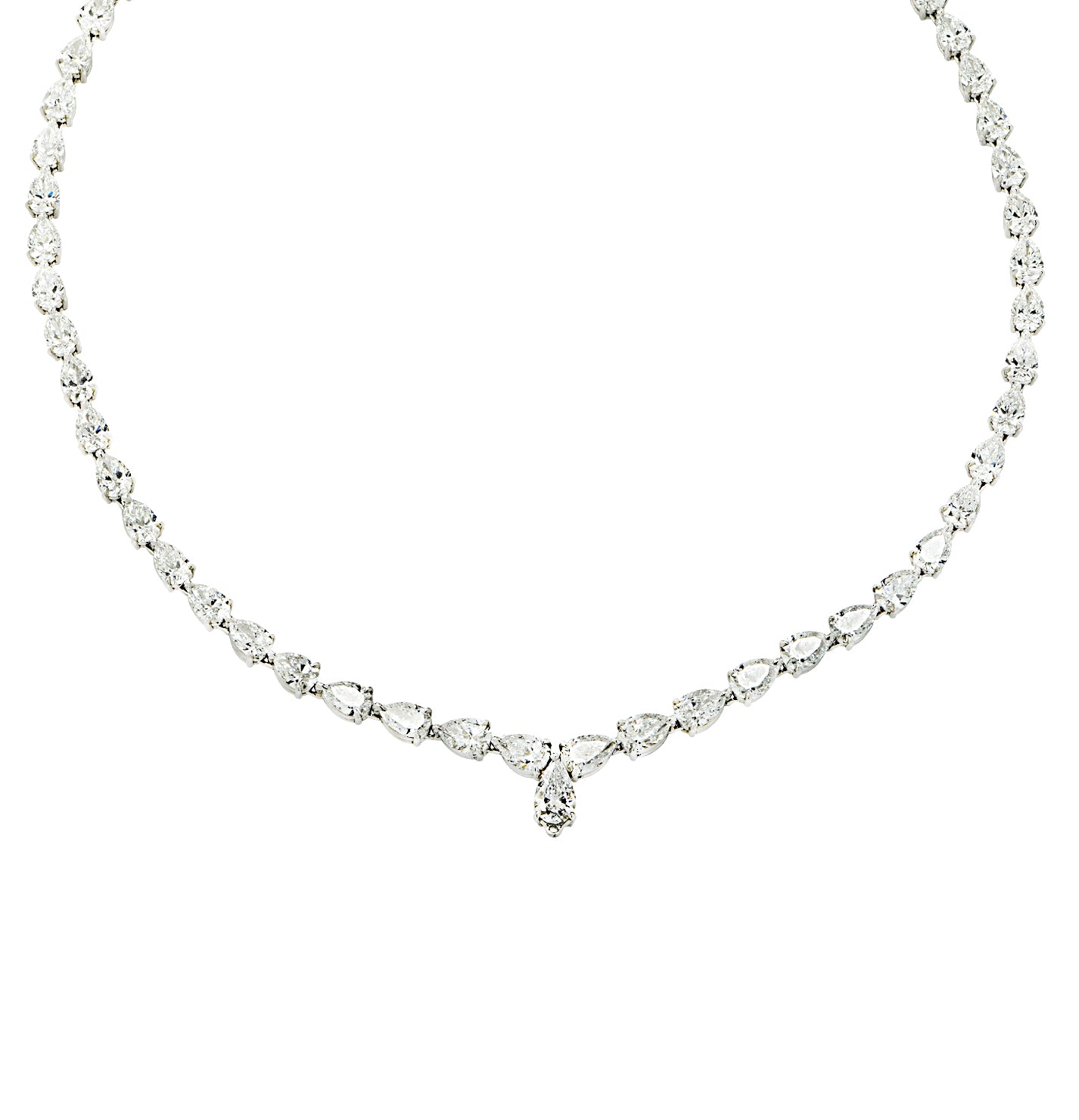 Vivid Diamonds 30.58 Carat Diamond Graduated Pear Shape Necklace-V45661