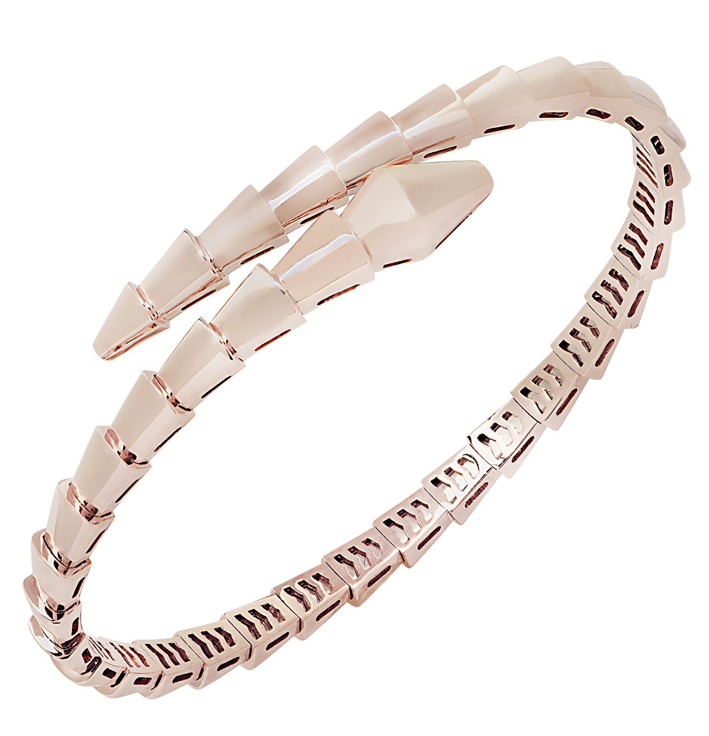 Bvlgari Serpenti Viper, Single Coil 18k Rose Gold Bangle Bracelet -V46061