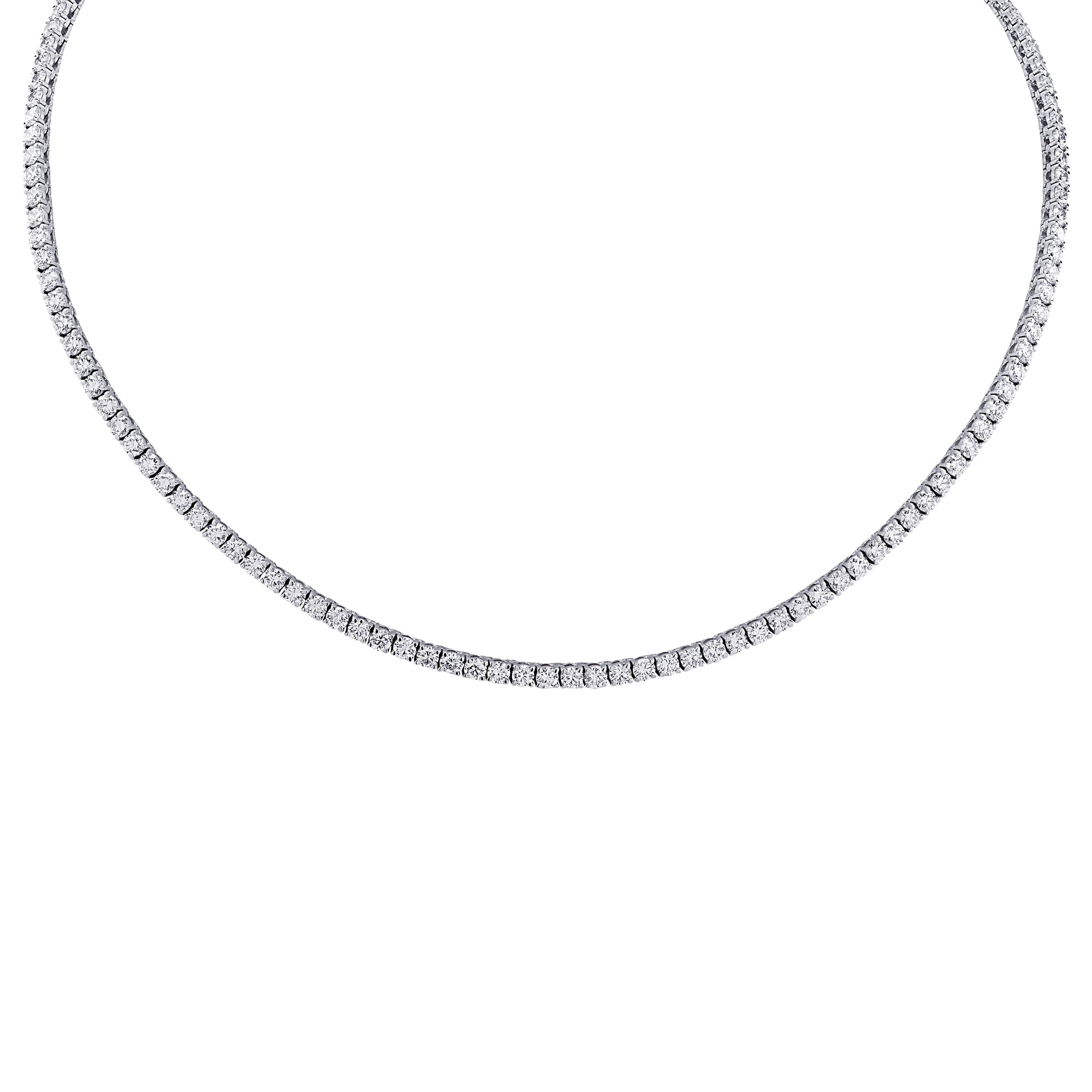 Vivid Diamonds 6.92 Carat Straight Line Diamond Tennis Necklace-V461