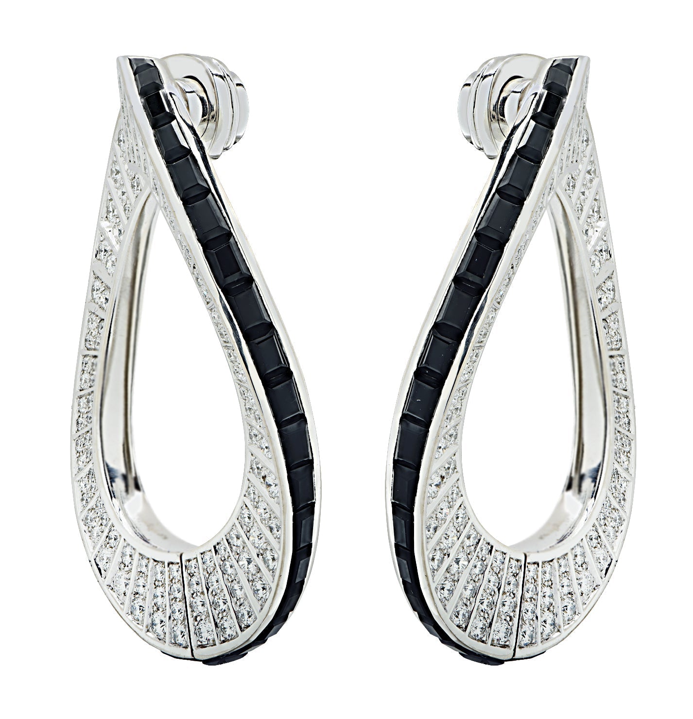 Cartier 2.25 Carat Diamond & Onyx Hoop Earrings -V46189 Vivid Diamonds