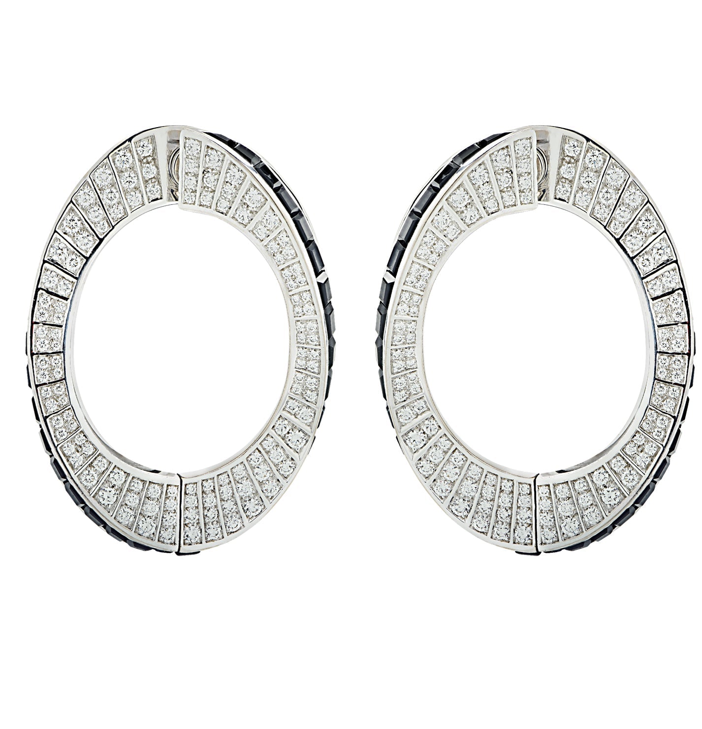 Cartier 2.25 Carat Diamond & Onyx Hoop Earrings -V46189 Vivid Diamonds