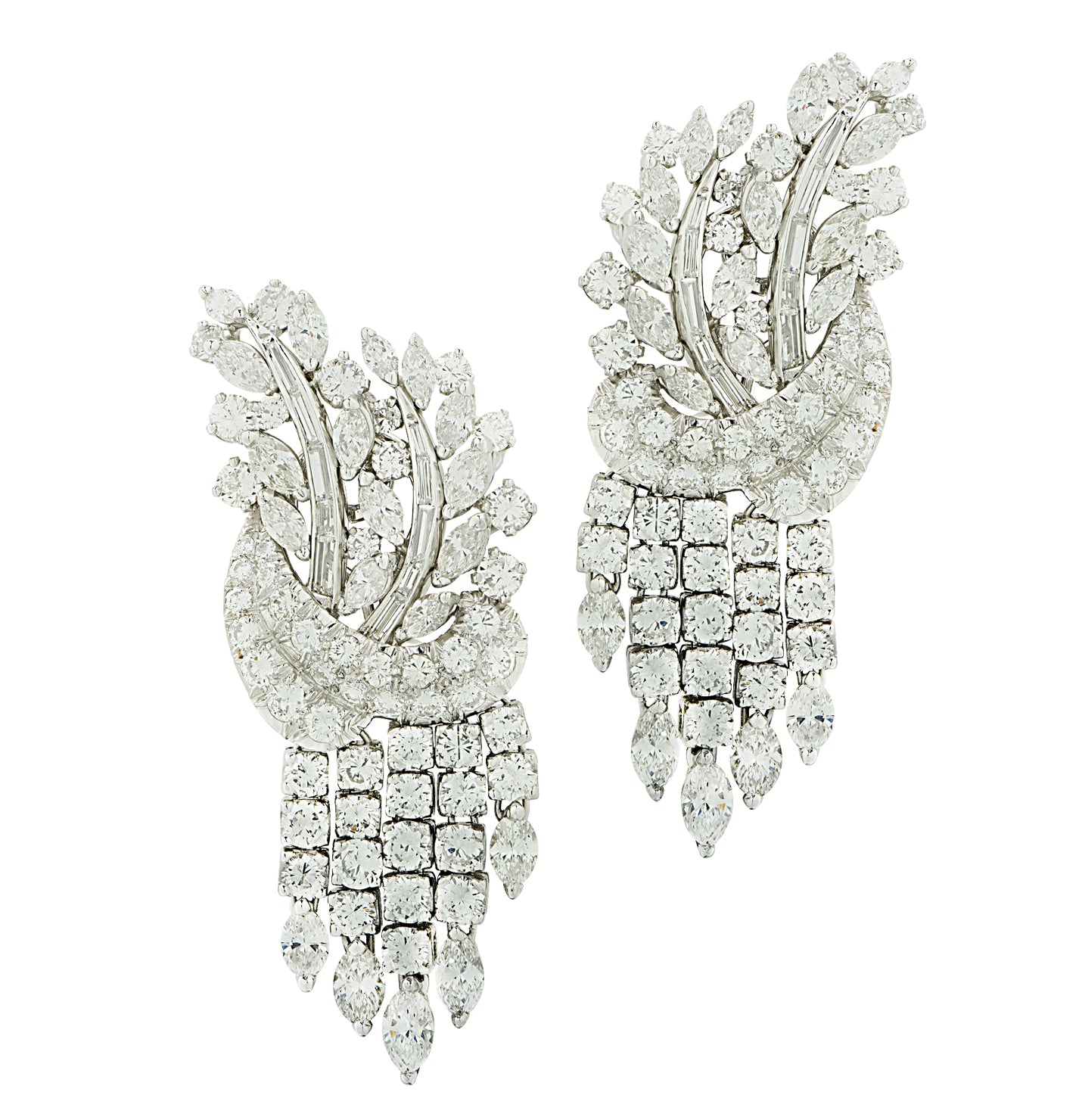 Mid-Century 15.15 Diamond Chandelier Earrings -V46232 - vividdiamonds