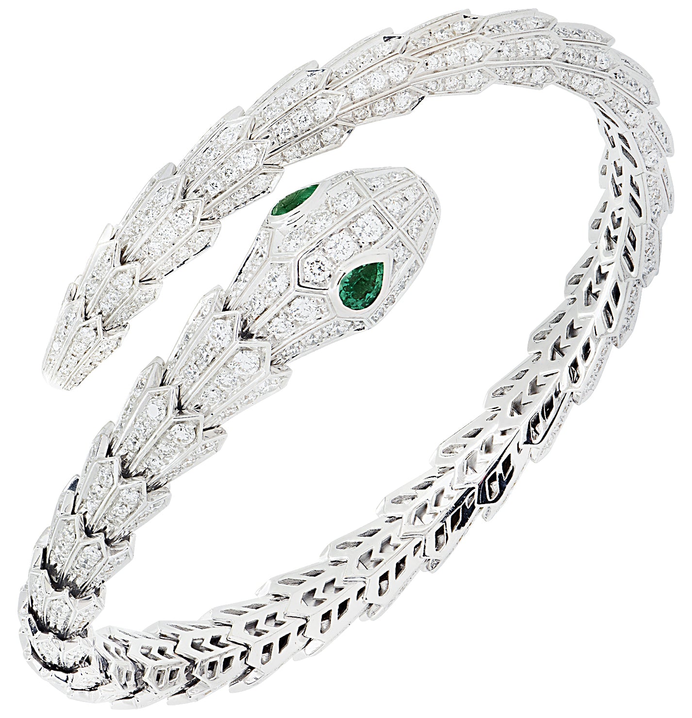 Bvlgari Serpenti Diamond & Emerald Bracelet -V46327 - vividdiamonds