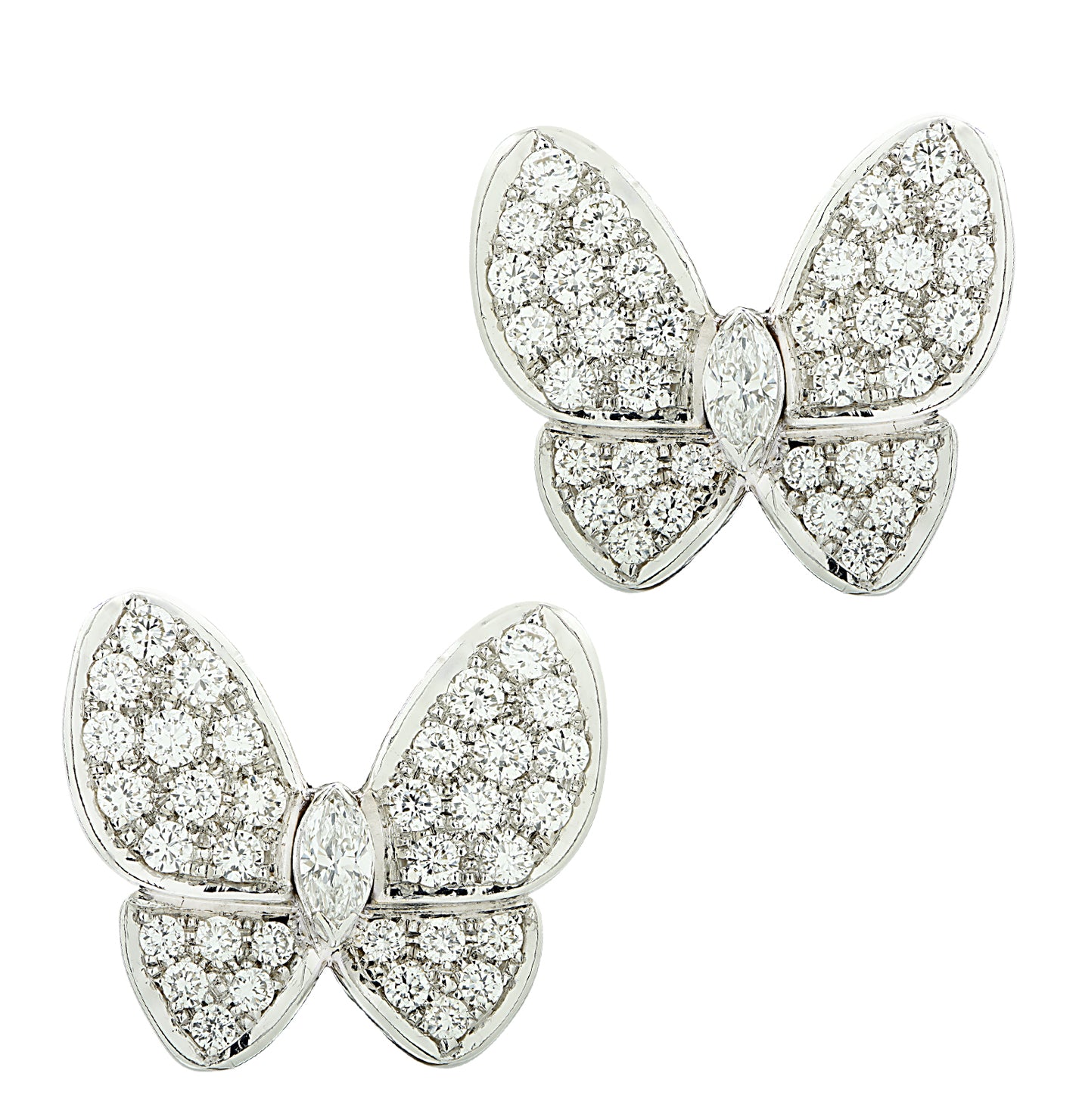 Van Cleef & Arpels Two Butterfly Diamond Earrings -V46376 - vividdiamonds