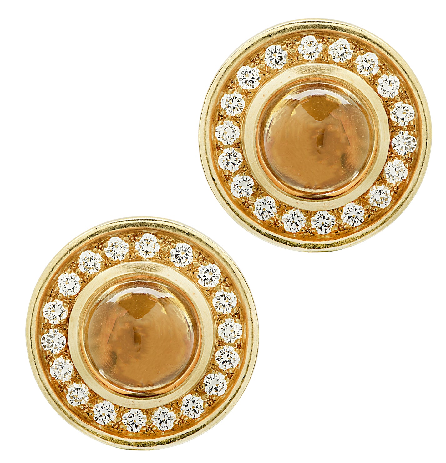 Barry Kieselstein-Cord Citrine & Diamond Disk Earrings -V46380 - vividdiamonds