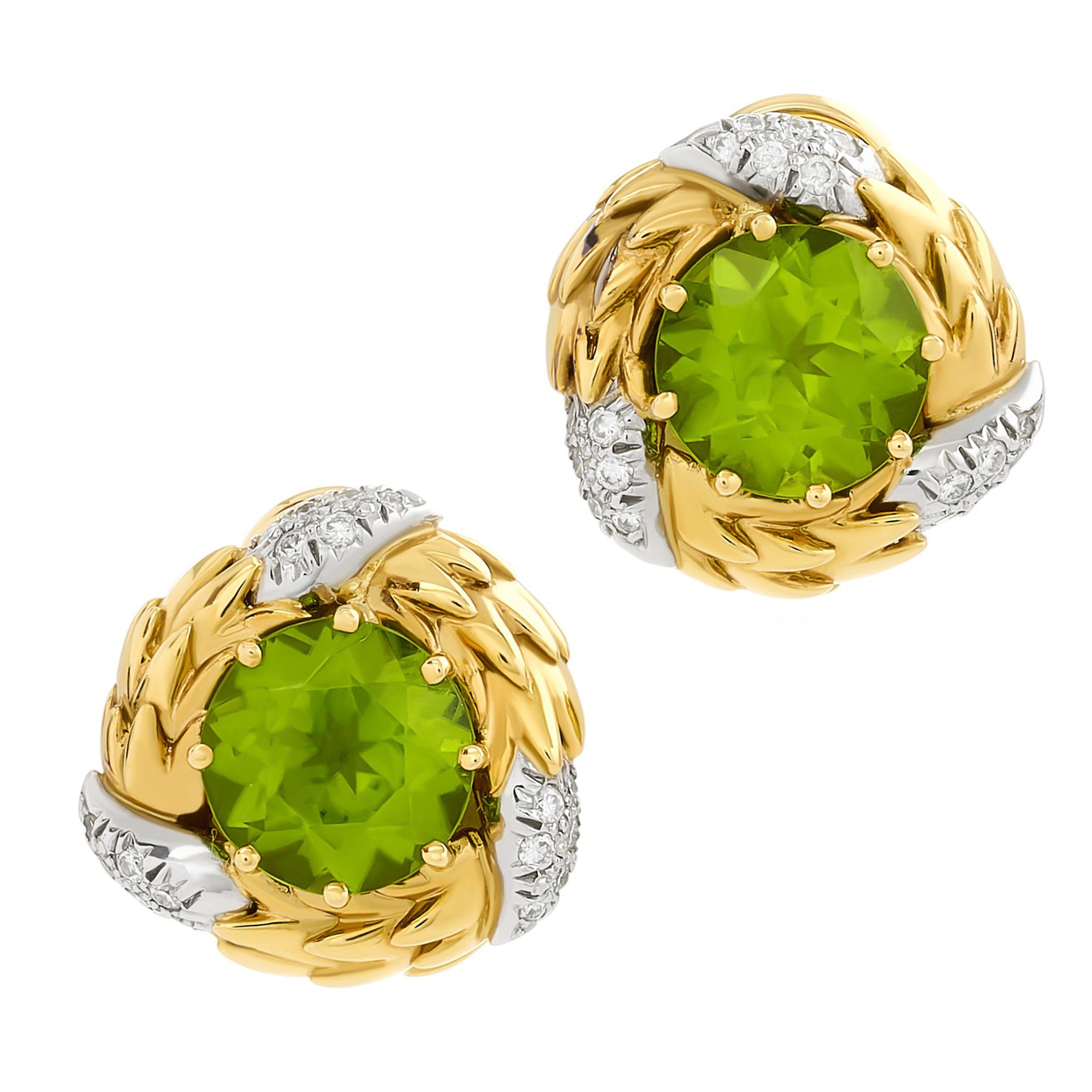 Schlumberger for Tiffany & Co. Peridot and Diamond Earrings -V46383 - vividdiamonds