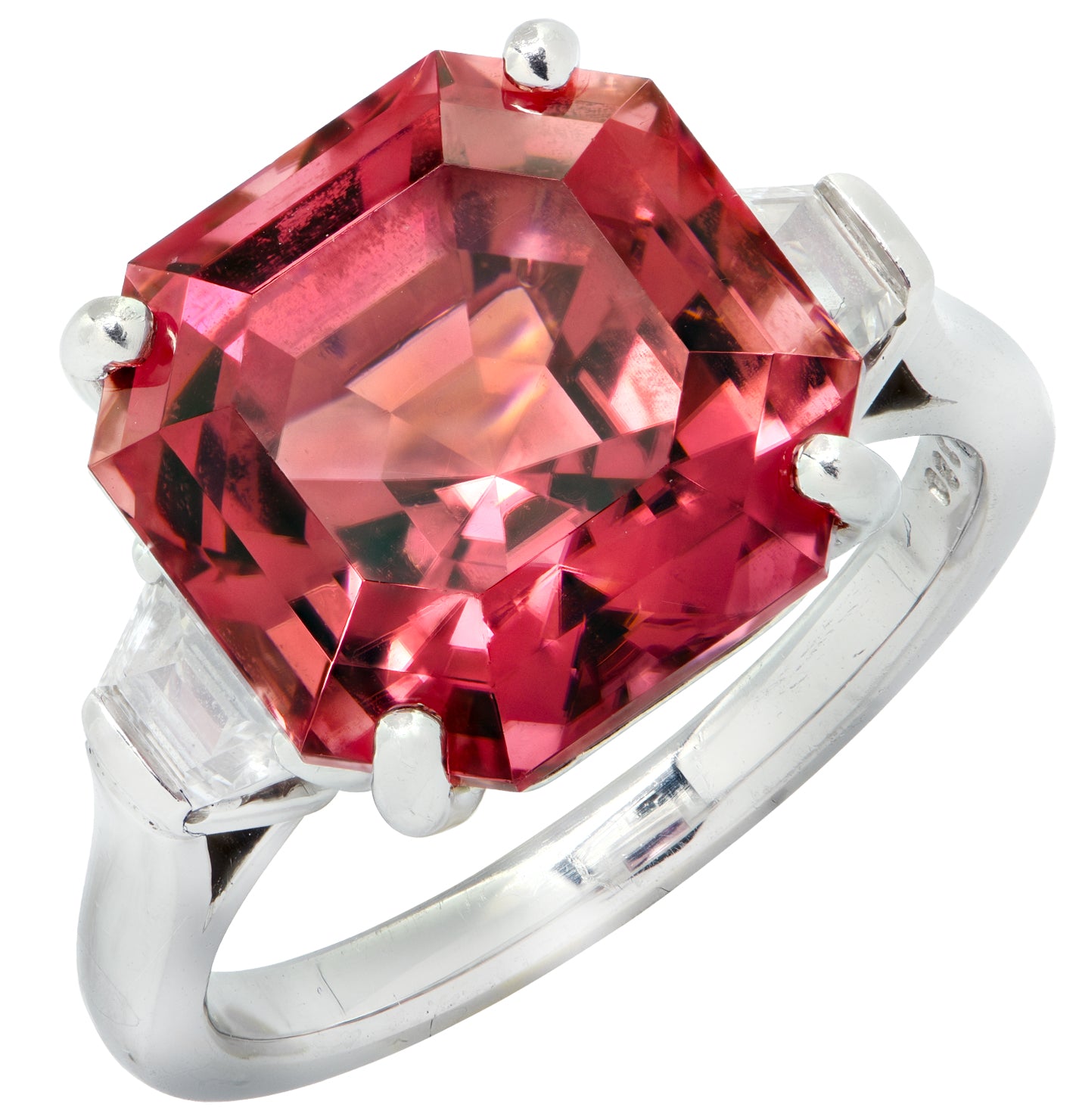 Oscar Heyman 9.8 Carat Ascher Cut Tourmaline & Diamond Ring - V46405